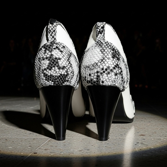 NWT Mekereke White and Snake Print Leather Mary Jane Heels Size 8.5 (EU 39) - Picture 5 of 9